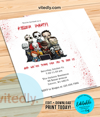 Editable Halloween Invitation | Editable | INSTANT DOWNLOAD | Halloween Party Invitation | Movie Killers Invitation