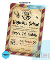 Harry Potter Invitation, Wizard Birthday Party Invitation, Hogwarts School Magic Invite,
