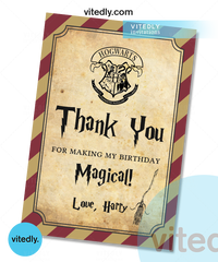 Harry Potter invitation thank you card