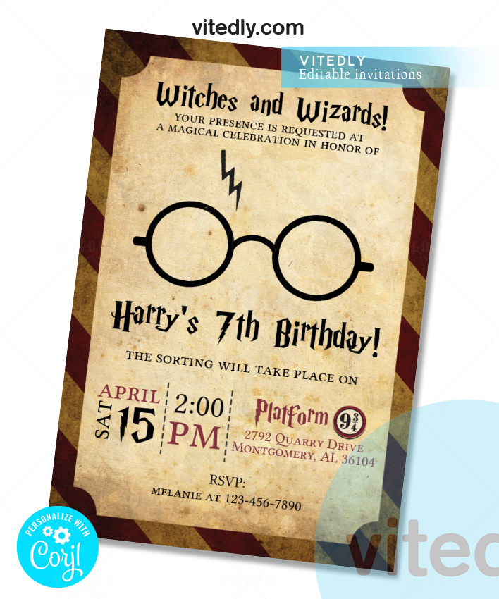 Editable Wizard Birthday Party Invitation | Hogwarts School Magic – Vitedly editable-wizard-birthday-party-invitation-hogwarts-school-magic-vitedly