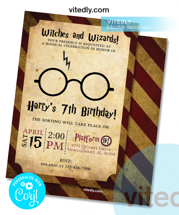 Harry Potter Birthday Party Ideas - Invitation