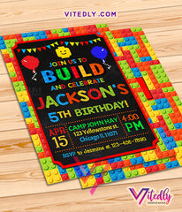 Blocks Invitation, Blocks Birthday Invitation, Building Blocks Invitation, LEGO Invitations