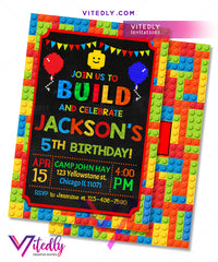 Blocks Invitation, Blocks Birthday Invitation, Building Blocks Invitation, LEGO Invitations