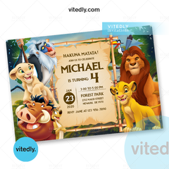 Lion King Birthday Invitation, Lion King Invitation with FREE Thank you card