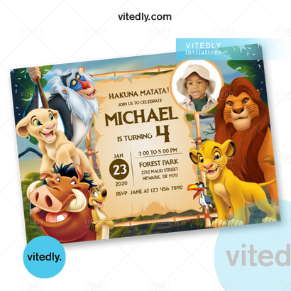 Lion King Invitation, Lion King Birthday Invitation