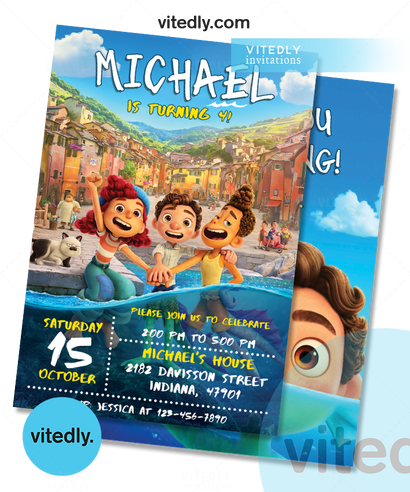 Luca Invitation, Luca Birthday Invitation, Luca birthday party digital card