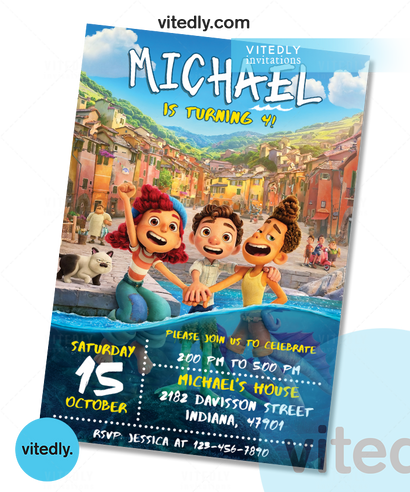 Luca Invitation, Luca Birthday Invitation, Luca birthday party digital card