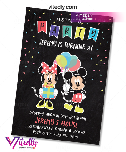 Mickey Mouse Invitation, Mickey Mouse Birthday Invitation