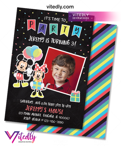 Mickey Mouse Invitation, Mickey Mouse Birthday Invitation