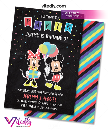 Mickey Mouse Invitation, Mickey Mouse Birthday Invitation
