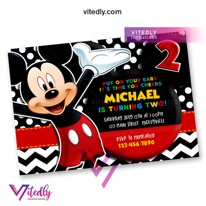 Mickey Mouse Invitation, Mickey Mouse Birthday Invitation