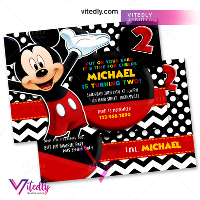 Mickey Mouse Invitation, Mickey Mouse Birthday Invitation