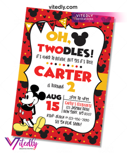 Mickey Mouse Invitation, Mickey Mouse Birthday Invitation