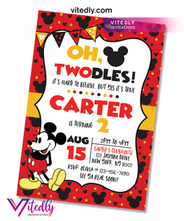 Mickey Mouse Invitation, Mickey Mouse Birthday Invitation