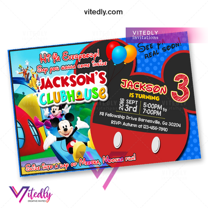 Mickey Mouse Invitation, Mickey Mouse Birthday Invitation