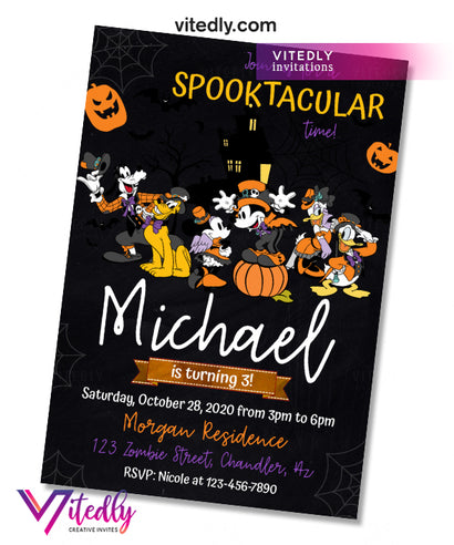 Mickey & Friends Halloween Birthday Invitation