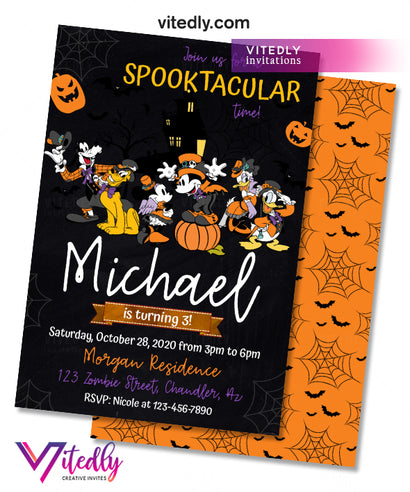 Mickey & Friends Halloween Birthday Invitation