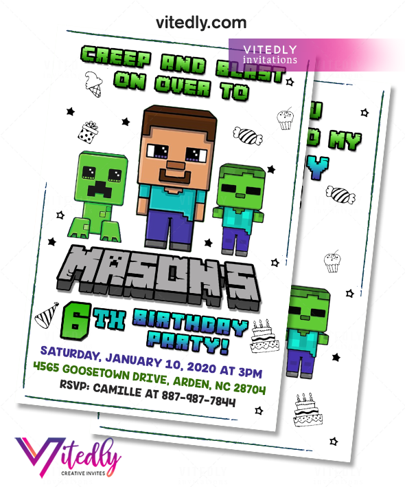 Minecraft Birthday Invitation Printables