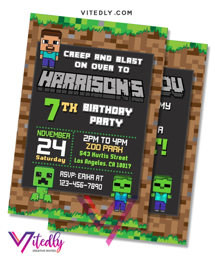 Minecraft: Free Printable Invitations. - Oh My Fiesta! in english