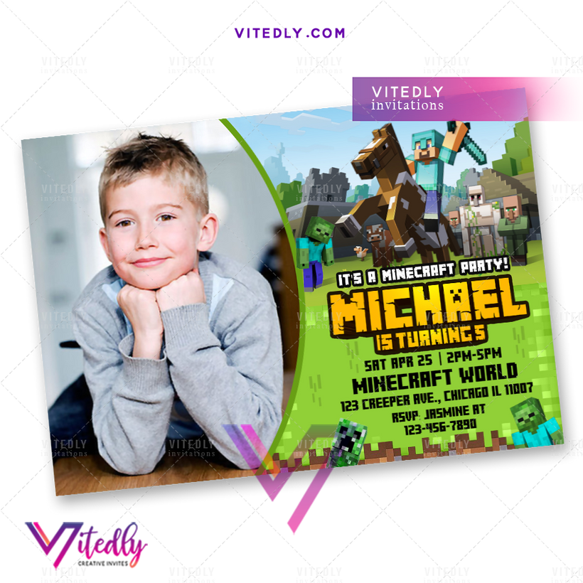 Minecraft Invitations Minecraft Birthday Invitations Vitedly
