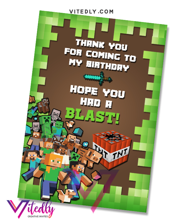 Congratulations Minecraft Card Minecraft Invitations Minecraft Birthday Invitations – Vitedly