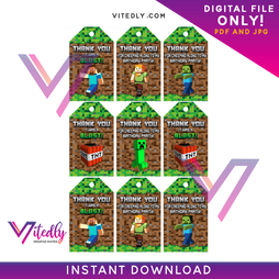 Minecraft Thank you Tags (INSTANT DOWNLOAD)