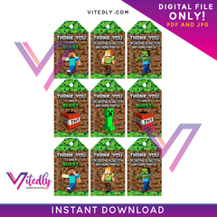 Minecraft Thank you Tags (INSTANT DOWNLOAD)