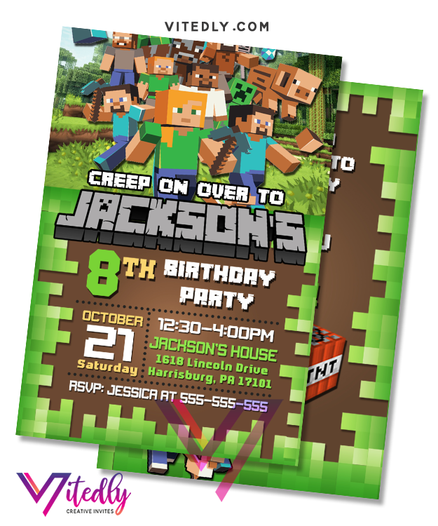 minecraft birthday invitation printables