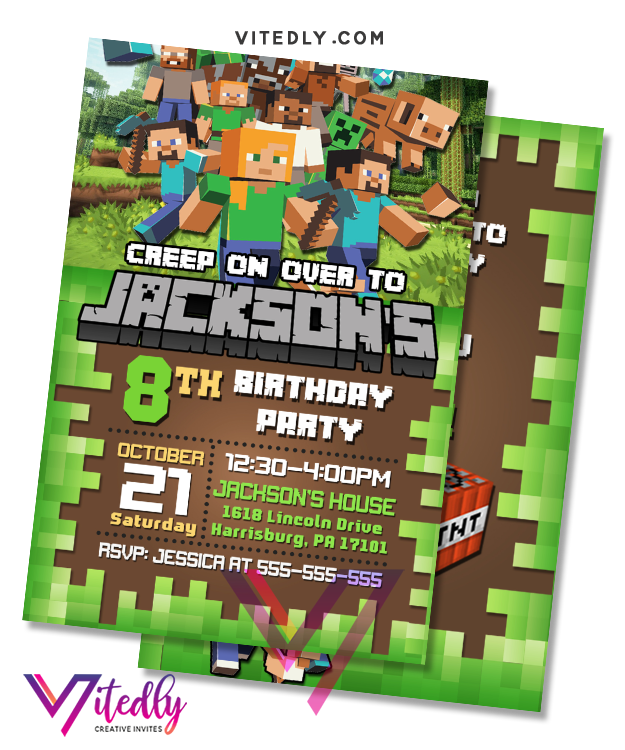 Minecraft Birthday Invitation Printables