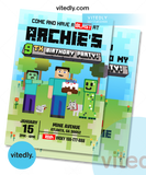 Minecraft Birthday Invitation, Minecraft Invite, Minecraft