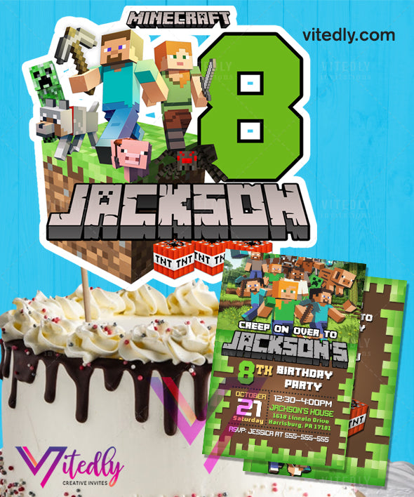 Minecraft Invitations Minecraft Birthday Invitations – Vitedly