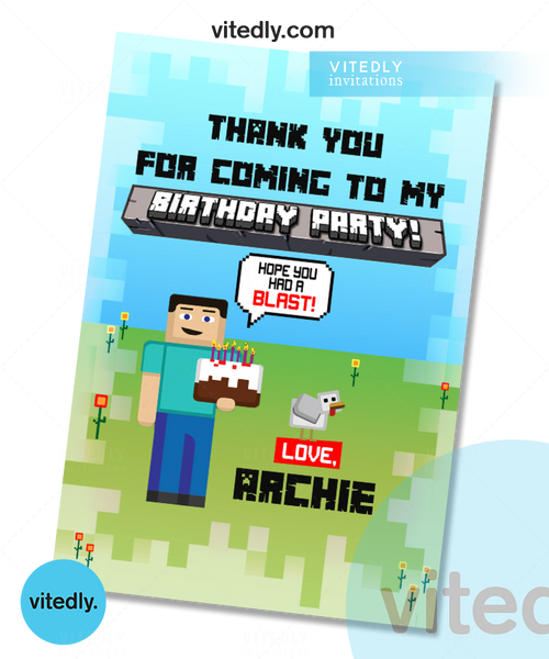 Minecraft Birthday Invitation, Minecraft Invite, Minecraft – Vitedly