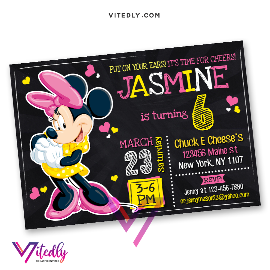 Minnie Mouse Invitation, Minnie Mouse Birthday Invitation Vitedly