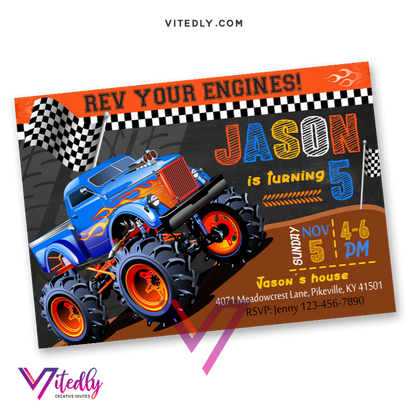 Monster Truck Birthday Invitations