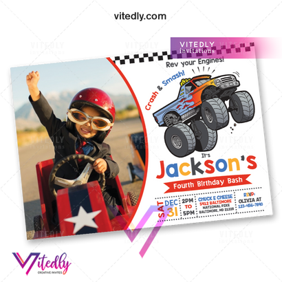 Monster Truck Invitation with Photo