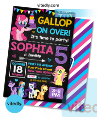 My Little Pony Invitation, My Little Pony Birthday Invitation, MLP Birthday, Pinkie Pie Birthday 