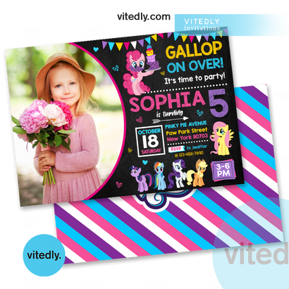 My Little Pony Invitation, My Little Pony Birthday Invitation, MLP Birthday, Pinkie Pie Birthday 
