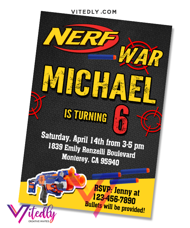 nerf-wars-invitation-nerf-wars-birthday-invitation-vitedly for Free Printable Nerf Gun Party Invitations Template Free Nerf Wars Invitation, Nerf Wars Birthday Invitation – Vitedly for Free Printable Nerf Gun Party Invitations Template Free