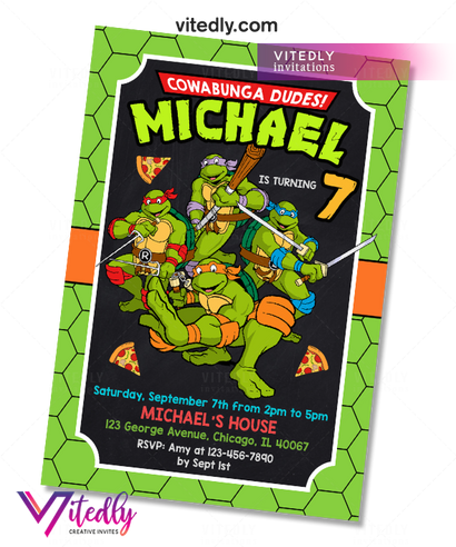 Ninja Turtles Birthday Invitation