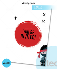 Ninja Back design Invitation, Ninja Back designBirthday Invitation