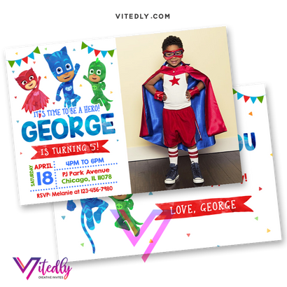PJ Mask Birthday Invitation
