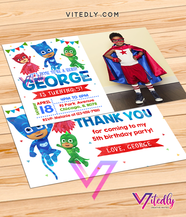 PJ Mask Birthday Invitation, PJ Mask Invitations, PJ Mask Party Invite – Vitedly pj-mask-birthday-invitation-pj-mask-invitations-pj-mask-party-invite-vitedly