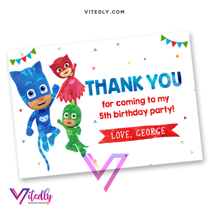 PJ Mask Thank you card