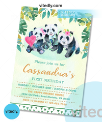 Panda Birthday Invitation, Panda Bear Invitation, Panda Birthday Party Invite Boy or Girl