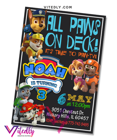 Paw Patrol Birthday Party Invitation