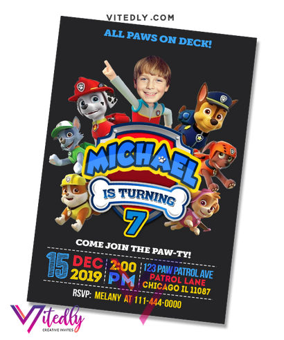 Paw Patrol Birthday Invitation