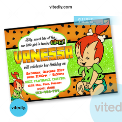 Pebbles Flintstone Birthday Invitation | Flintstones Invitation