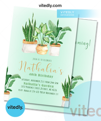 Garden Party Invitation with FREE Thank You Card | Plant Invite