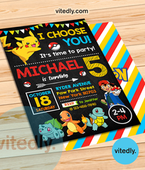 Pokemon Invitation, Pokemon Birthday Invitation, Pikachu Invitation, Pikachu Birthday 