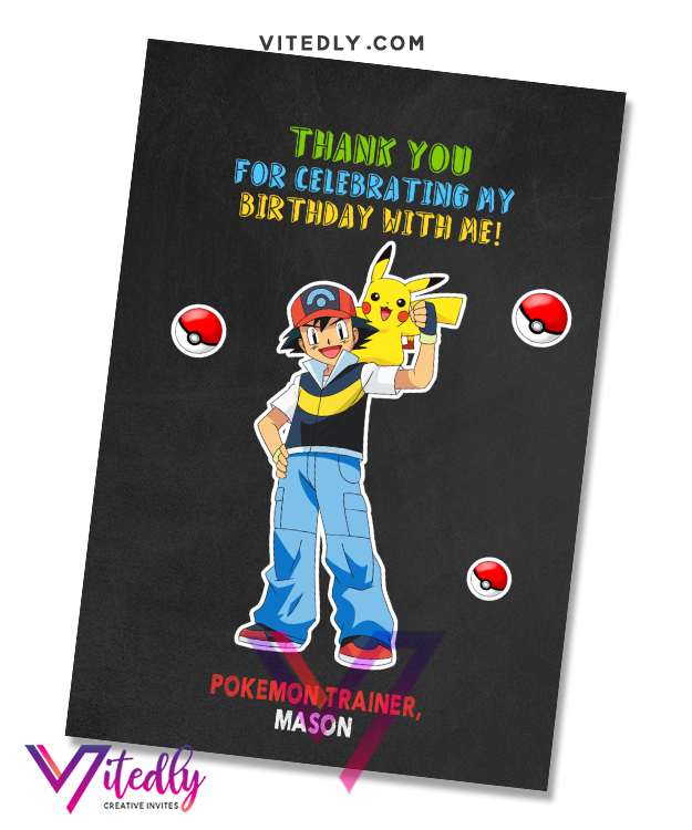 Pokemon Invitation with FREE Thank you card Vitedly Pokemon Invitation with FREE Thank you card Vitedly